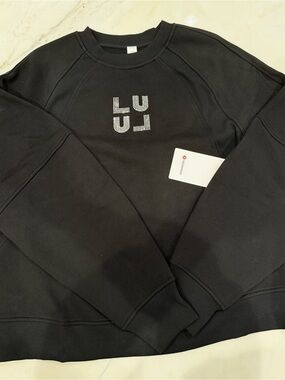 lululemon athletica Black Crewneck Sweater with Crystal Logo